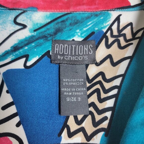 Additions by Chicos Boat Harbor Print Jacket Sz 3 XL Artsy Cotton Blend Long Slv - Picture 5 of 12